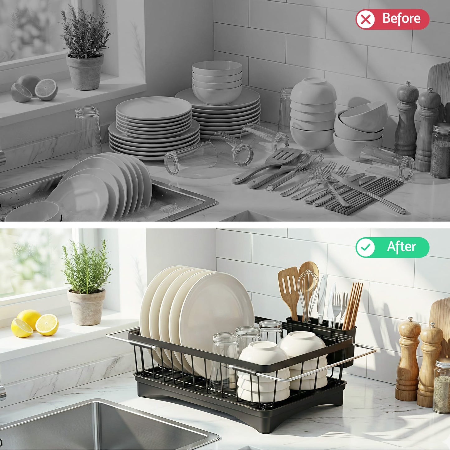 Alona.com.au Home & Garden > Kitchenware > Dish Racks Cefito Dish Drying Rack for Kitchen Storage Organisation Kitchen Sink Organiser Dish Drainer