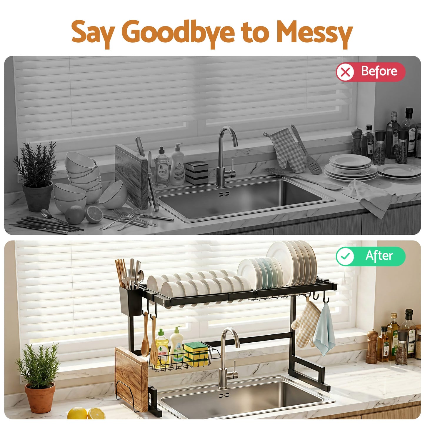 Alona.com.au Home & Garden > Kitchenware > Dish Racks Cefito Dish Drying Rack for Kitchen Storage Organisation Kitchen Sink Organiser Dish Drainer