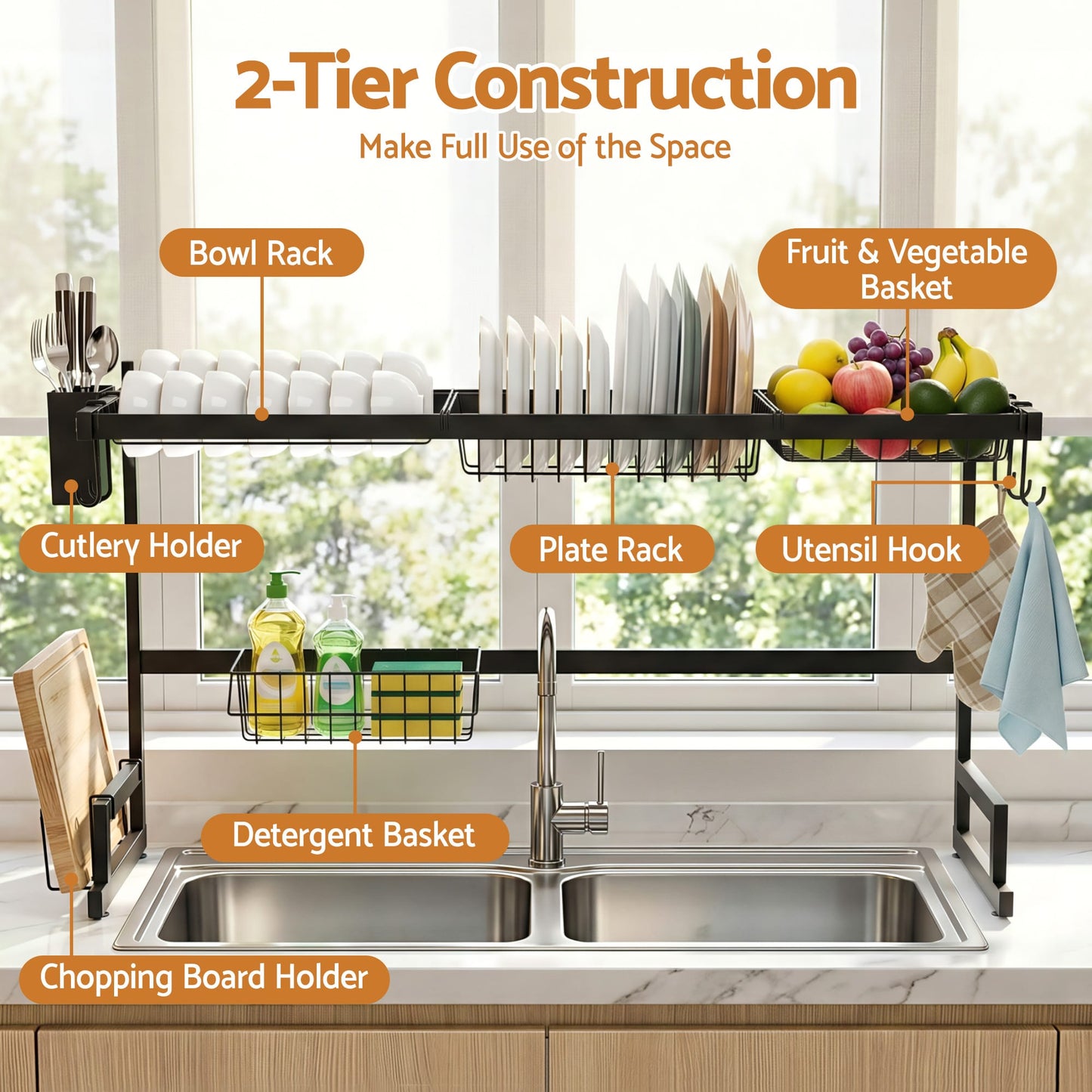 Alona.com.au Home & Garden > Kitchenware > Dish Racks Cefito Dish Drying Rack for Kitchen Storage Organisation Kitchen Sink Organiser Dish Drainer