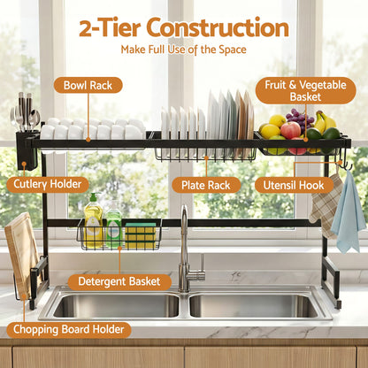 Alona.com.au Home & Garden > Kitchenware > Dish Racks Cefito Dish Drying Rack for Kitchen Storage Organisation Kitchen Sink Organiser Dish Drainer