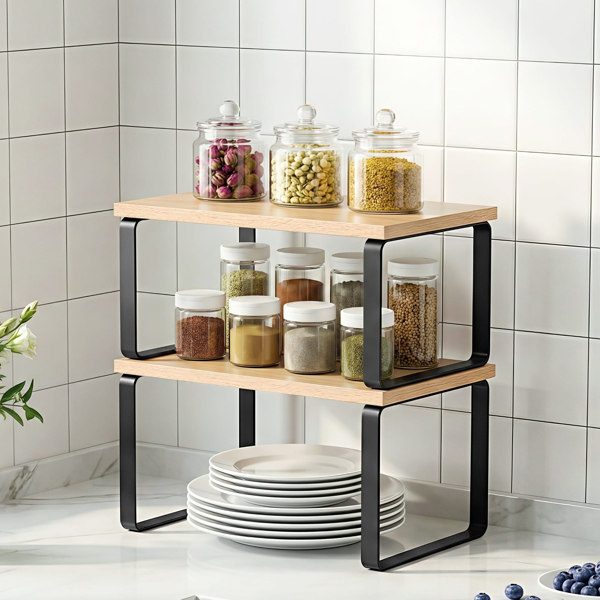 Alona.com.au Home & Garden > Kitchenware > Dish Racks Cefito Kitchen Storage Shelves Rack Cupboard Cabinet Organiser Set of 2