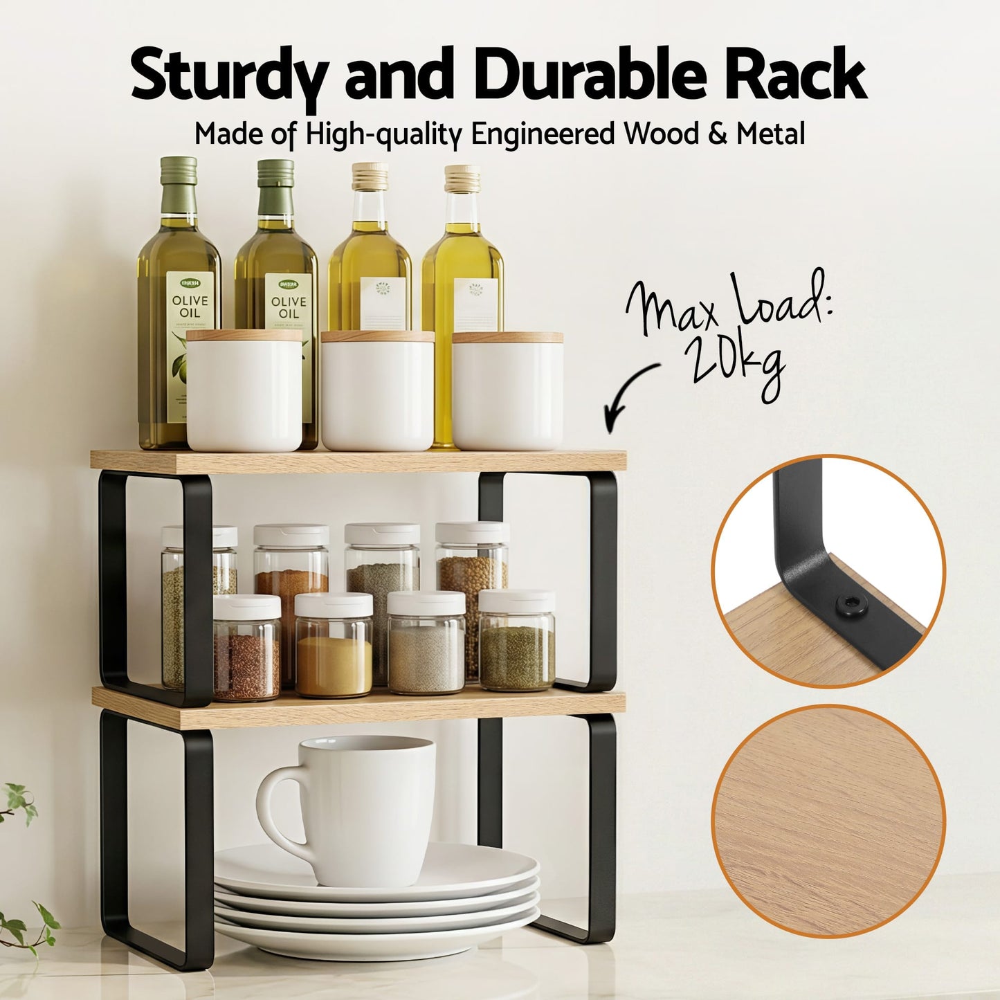 Alona.com.au Home & Garden > Kitchenware > Dish Racks Cefito Kitchen Storage Shelves Rack Cupboard Cabinet Organiser Set of 2