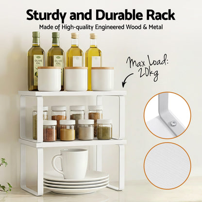 Alona.com.au Home & Garden > Kitchenware > Dish Racks Cefito Kitchen Storage Shelves Rack Cupboard Cabinet Organiser Set of 2