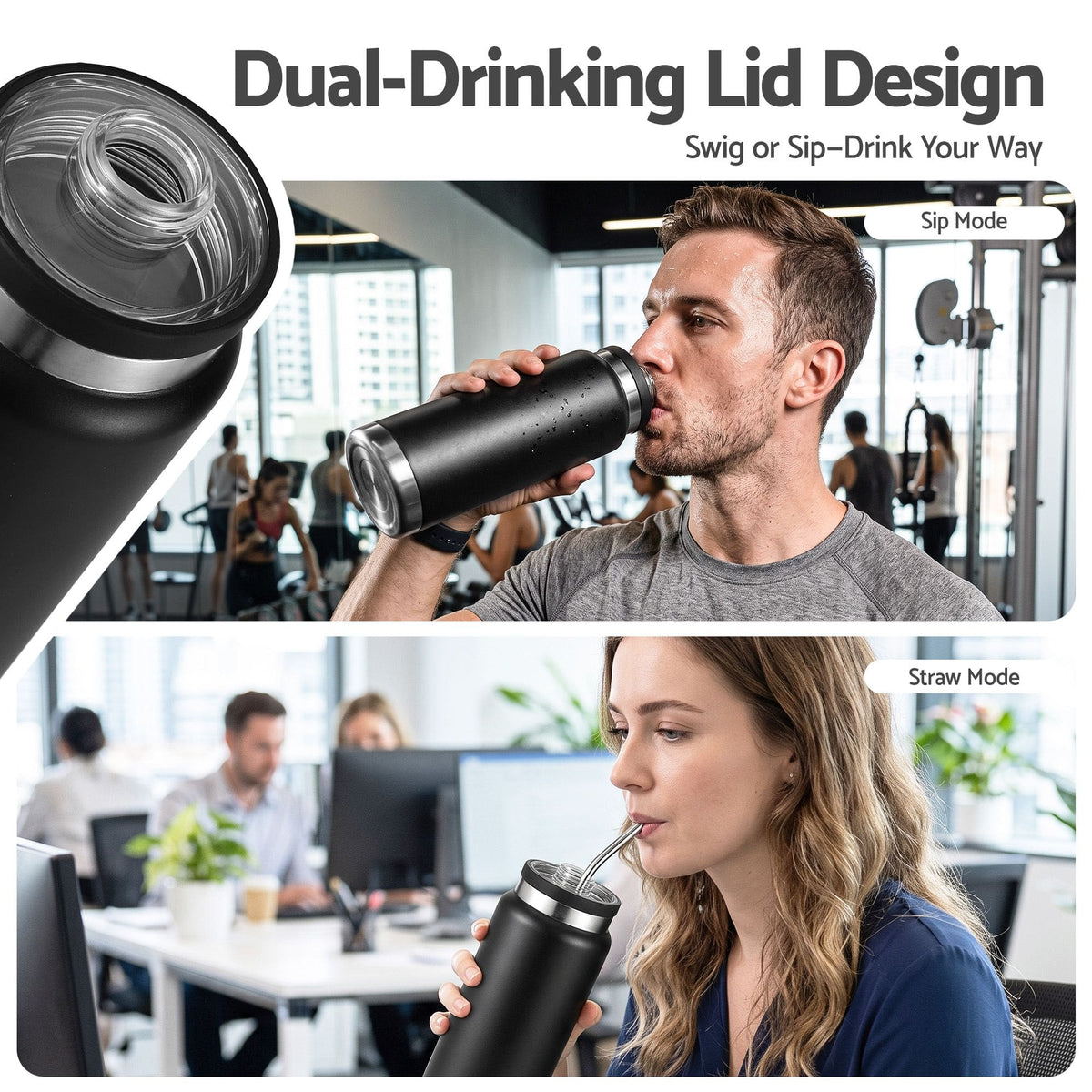 Alona.com.au Home & Garden > Kitchenware > Drinkware Everfit 750ML Insulated Water Bottle Stainless Steel Drink Bottle