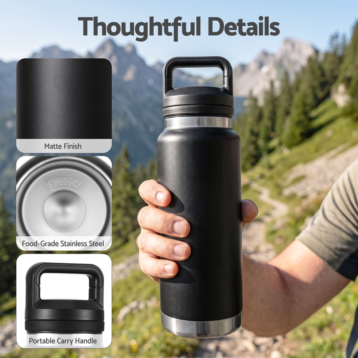 Alona.com.au Home & Garden > Kitchenware > Drinkware Everfit 750ML Insulated Water Bottle Stainless Steel Drink Bottle