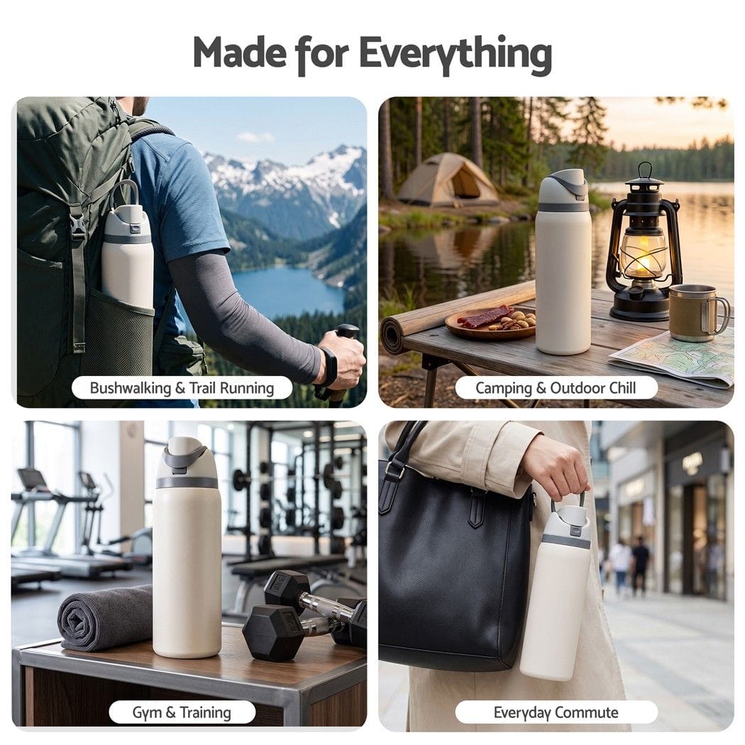 Alona.com.au Home & Garden > Kitchenware > Drinkware Everfit 950ML Insulated Water Bottle with Straw Stainless Steel Drink Bottle