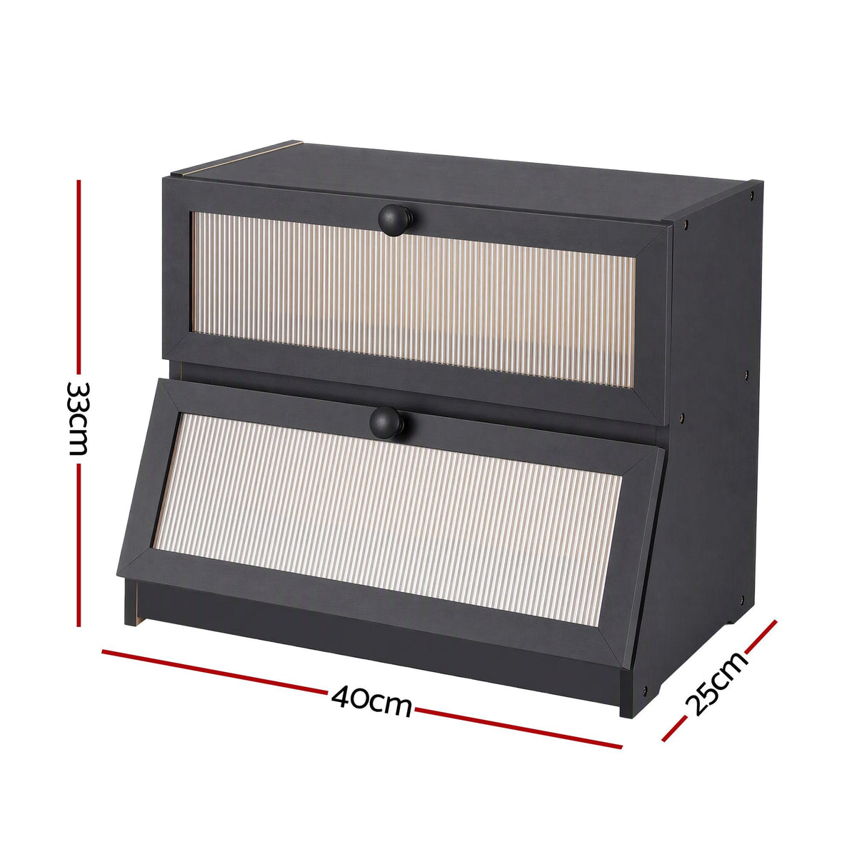Alona.com.au Home & Garden > Kitchenware > Food Storage Artiss Bamboo Bread Box 2-Tier Kitchen Countertop Storage 40cm Black