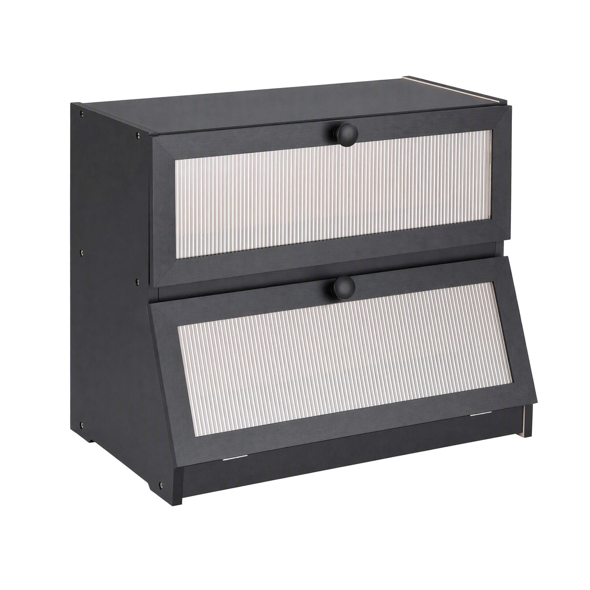 Alona.com.au Home & Garden > Kitchenware > Food Storage Artiss Bamboo Bread Box 2-Tier Kitchen Countertop Storage 40cm Black