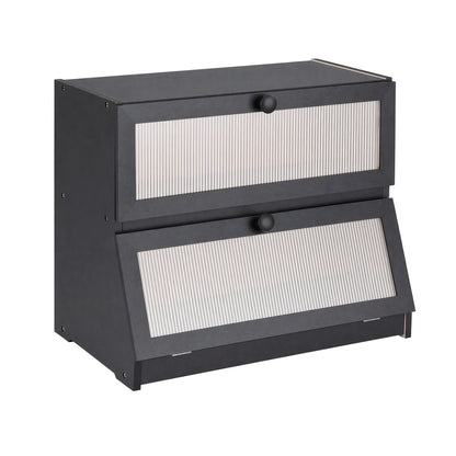 Alona.com.au Home & Garden > Kitchenware > Food Storage Artiss Bamboo Bread Box 2-Tier Kitchen Countertop Storage 40cm Black