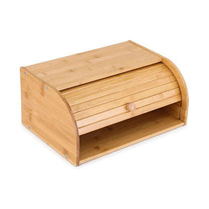 Alona.com.au Home & Garden > Kitchenware > Food Storage Artiss Bamboo Bread Box Bin Roll Top Kitchen Countertop Storage 45cm Natural