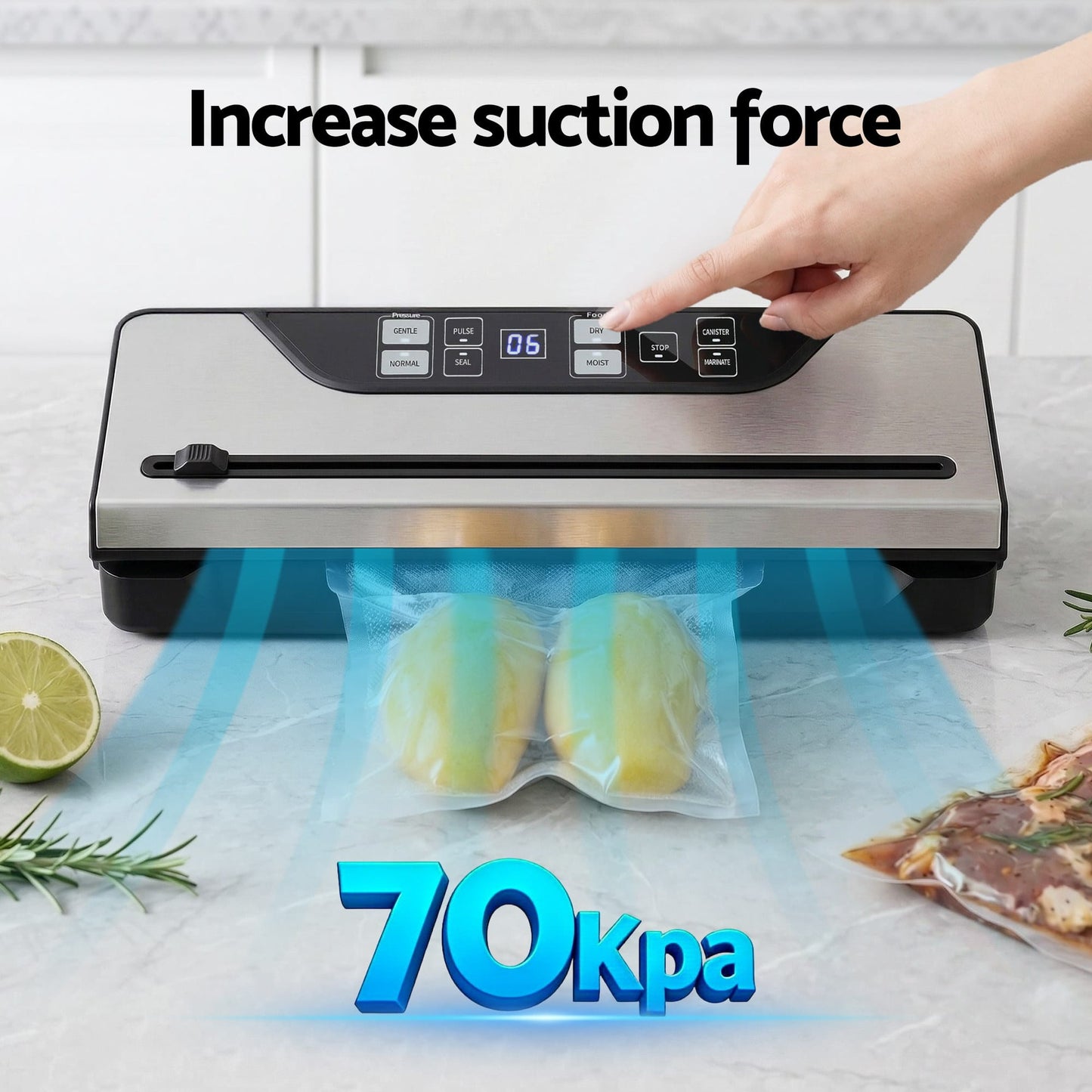 Alona.com.au Home & Garden > Kitchenware > Food Storage Devanti Food Vacuum Sealer Machine Auto Seal Slide Cutter 9 Modes Marinate Black