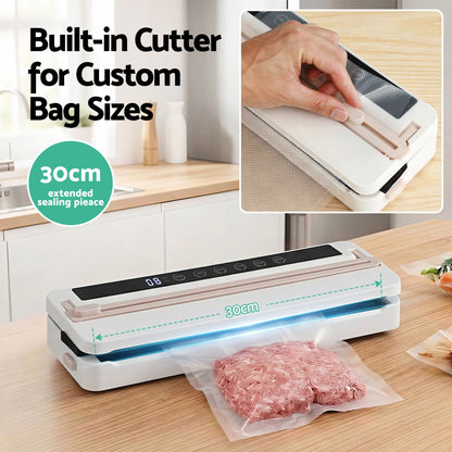 Alona.com.au Home & Garden > Kitchenware > Food Storage Devanti Food Vacuum Sealer Machine Fresh Storage Auto Seal Slide Cutter 6 Modes White