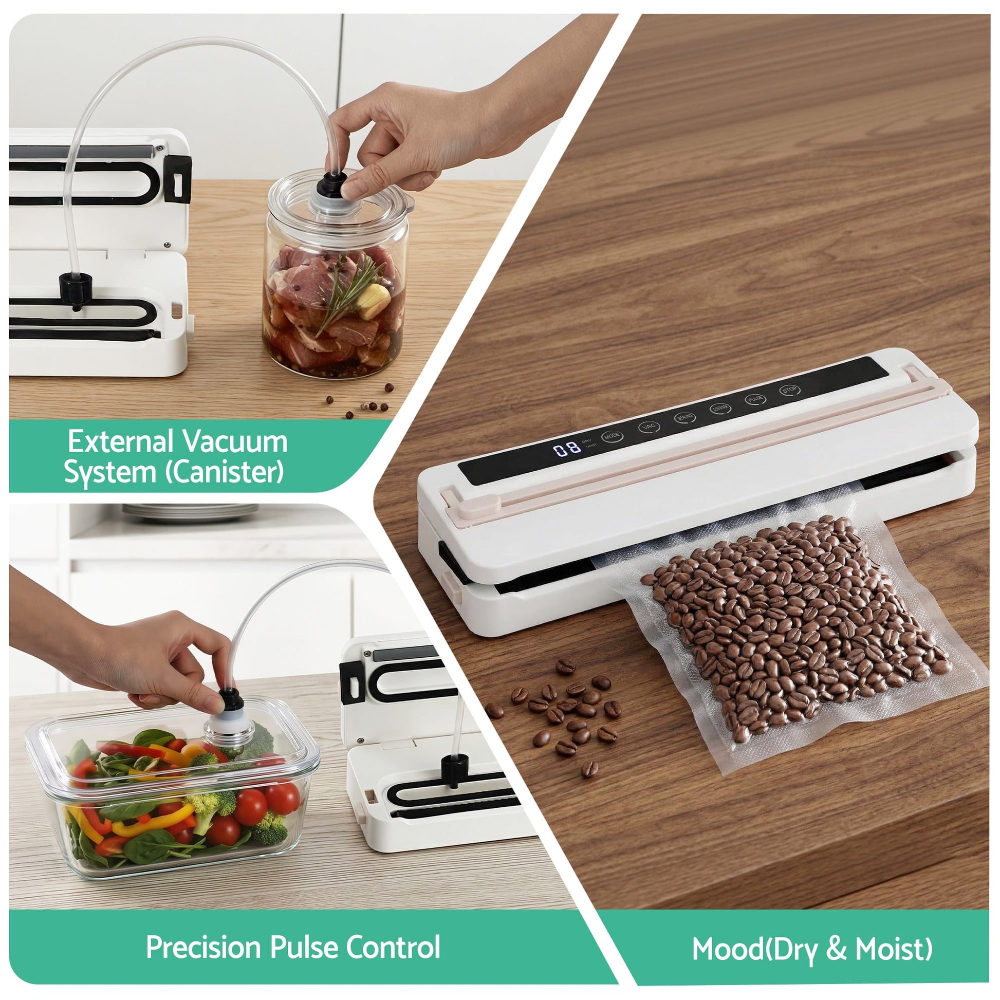 Alona.com.au Home & Garden > Kitchenware > Food Storage Devanti Food Vacuum Sealer Machine Fresh Storage Auto Seal Slide Cutter 6 Modes White