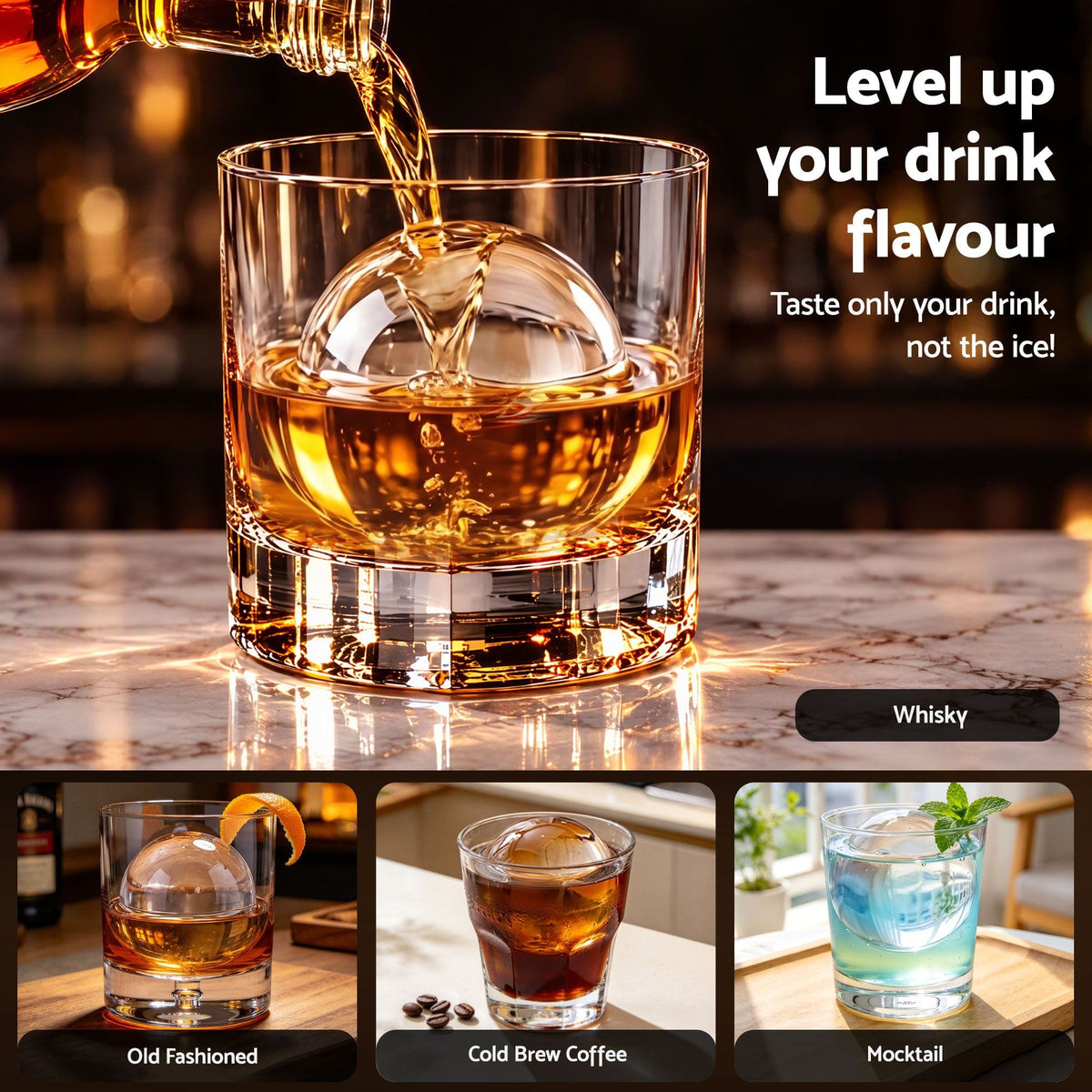Alona.com.au Home & Garden > Kitchenware > Kitchen Utensils Artiss 5cm Clear Ice Mold Large Sphere Ice Ball Tray for Whiskey