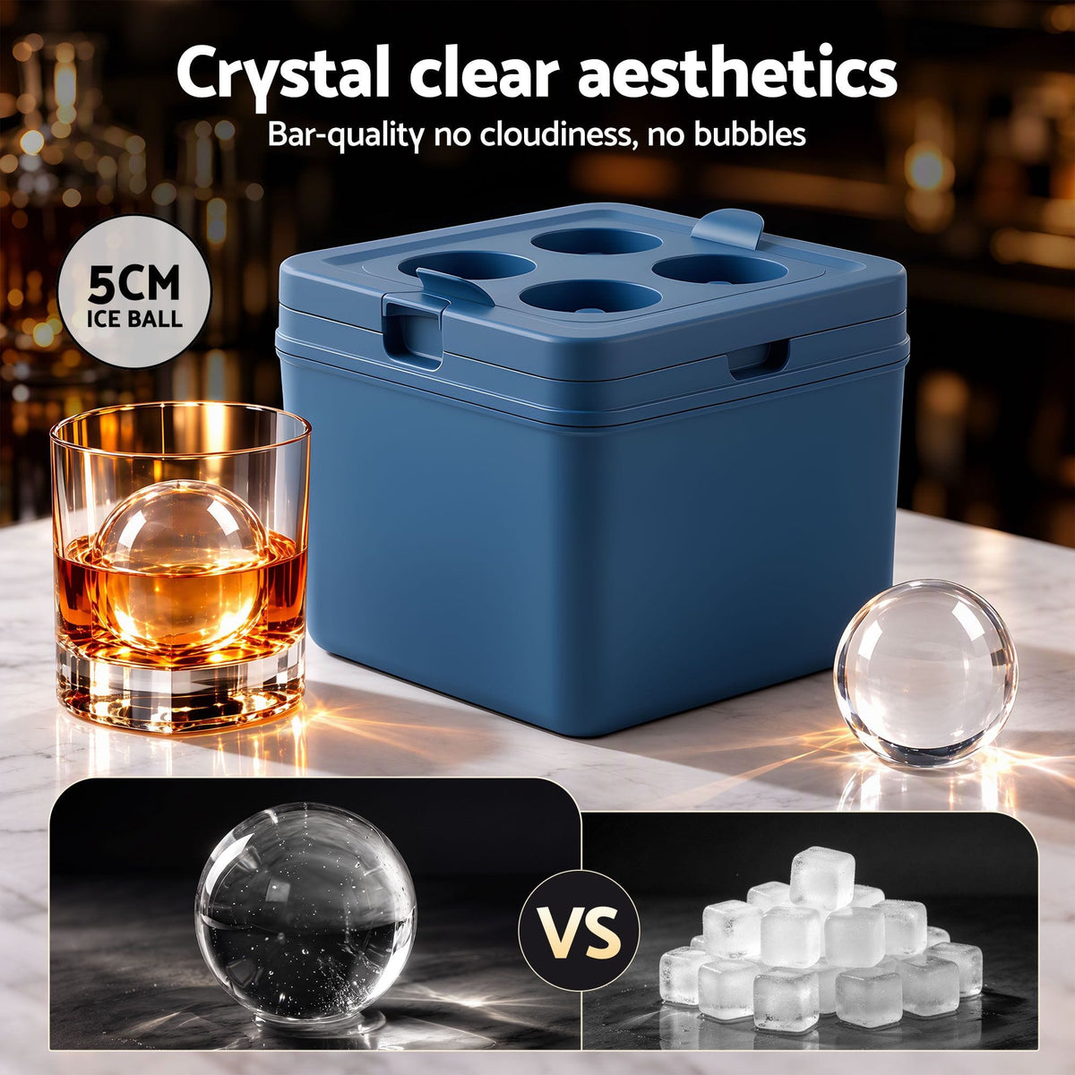 Alona.com.au Home & Garden > Kitchenware > Kitchen Utensils Artiss 5cm Clear Ice Mold Large Sphere Ice Ball Tray for Whiskey