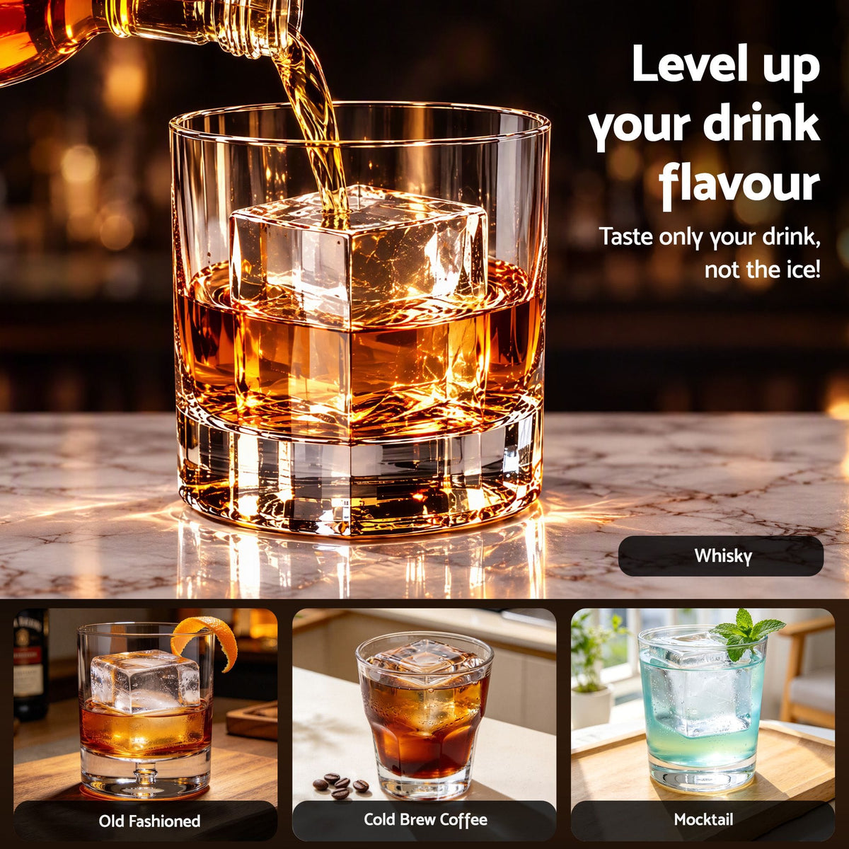 Alona.com.au Home & Garden > Kitchenware > Kitchen Utensils Artiss 5cm Clear Ice Mold Whiskey Large Square Ice Cube Tray