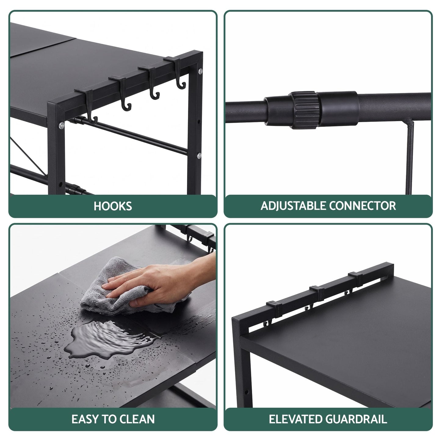 Alona.com.au Home & Garden > Kitchenware > Kitchen Utensils Artiss Kitchen Bakers Rack 40-60CMX78CM Metal Microwave Stand Black