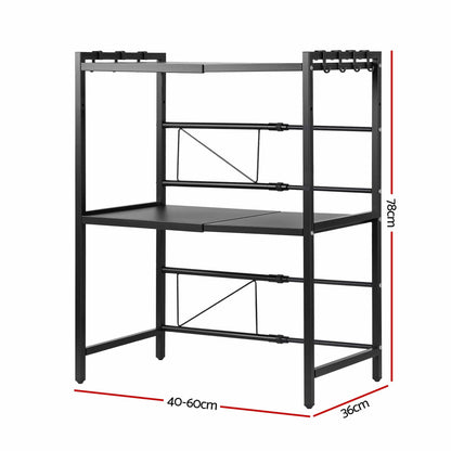 Alona.com.au Home & Garden > Kitchenware > Kitchen Utensils Artiss Kitchen Bakers Rack 40-60CMX78CM Metal Microwave Stand Black