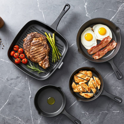 Alona.com.au Home & Garden > Kitchenware > Skillets & Frying Pans 5-Star Chef Cast Iron Fry Pan Skillet Cookware Set Induction Black 14/16/20/24cm