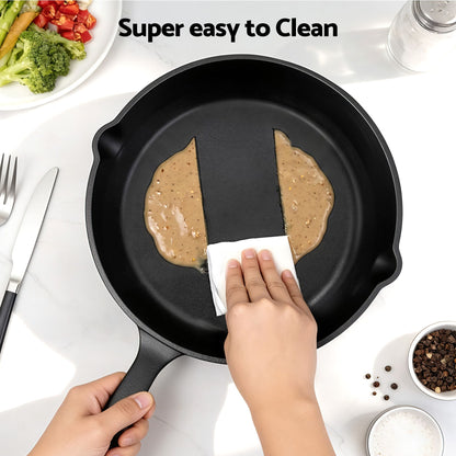 Alona.com.au Home & Garden > Kitchenware > Skillets & Frying Pans 5-Star Chef Cast Iron Fry Pan Skillet Cookware Set Induction Black 14/16/20/24cm