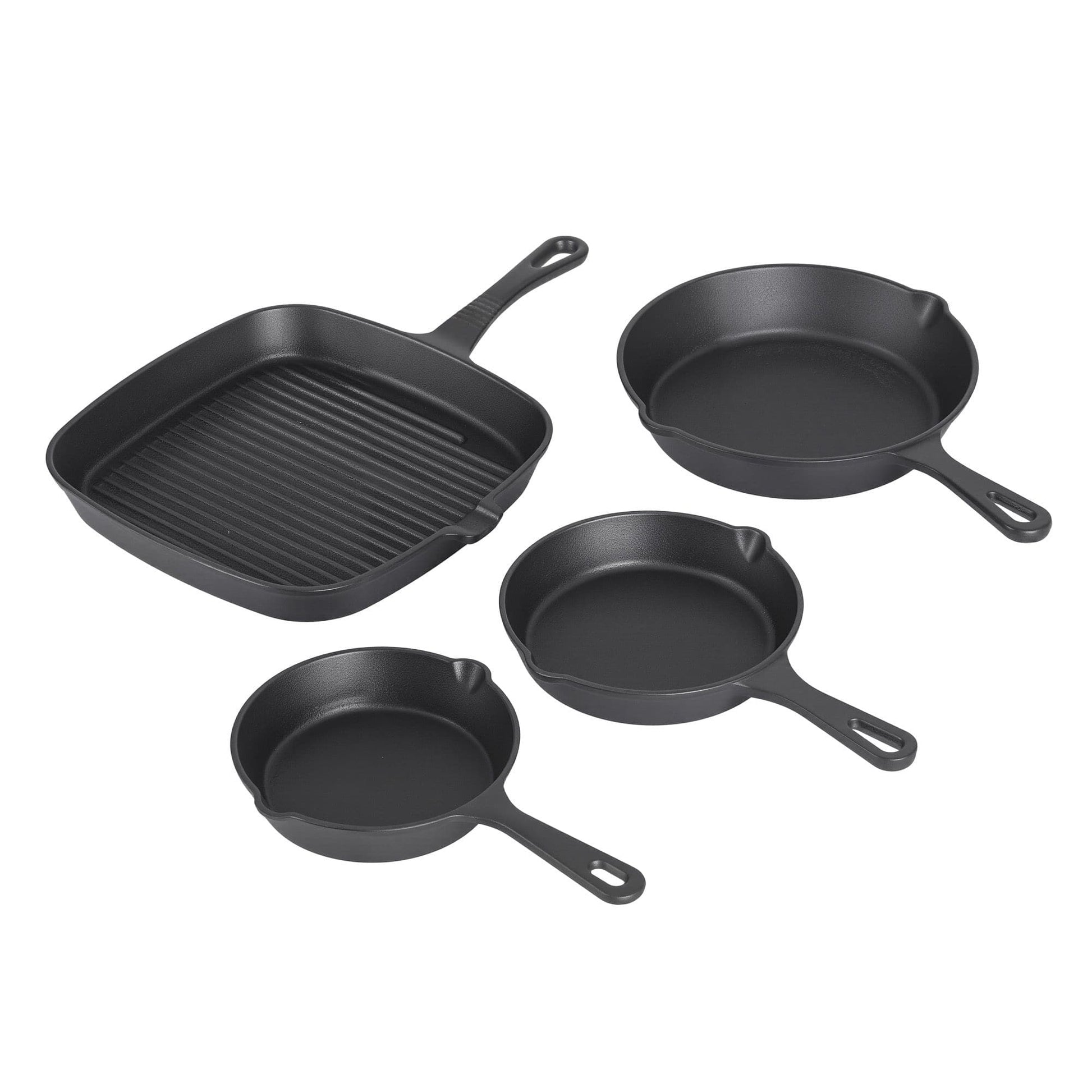 Alona.com.au Home & Garden > Kitchenware > Skillets & Frying Pans 5-Star Chef Cast Iron Fry Pan Skillet Cookware Set Induction Black 14/16/20/24cm