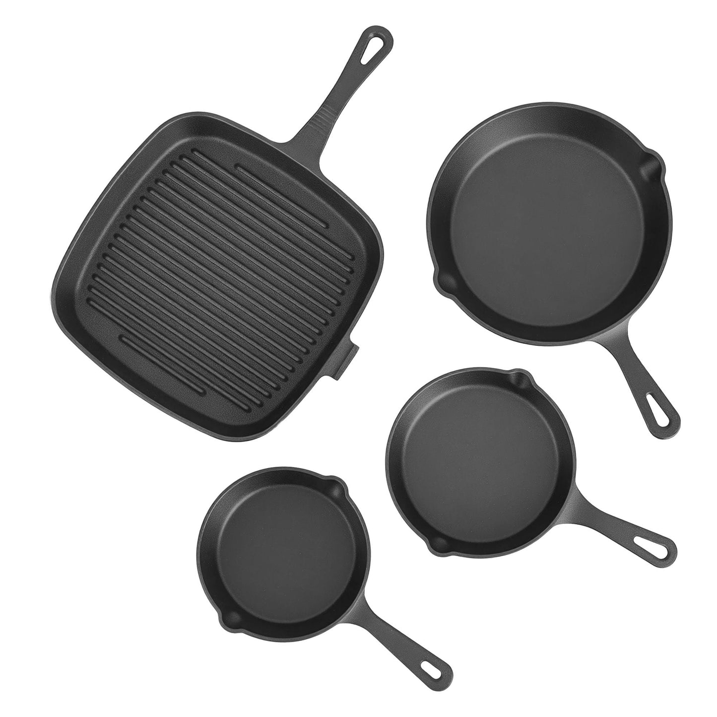 Alona.com.au Home & Garden > Kitchenware > Skillets & Frying Pans 5-Star Chef Cast Iron Fry Pan Skillet Cookware Set Induction Black 14/16/20/24cm