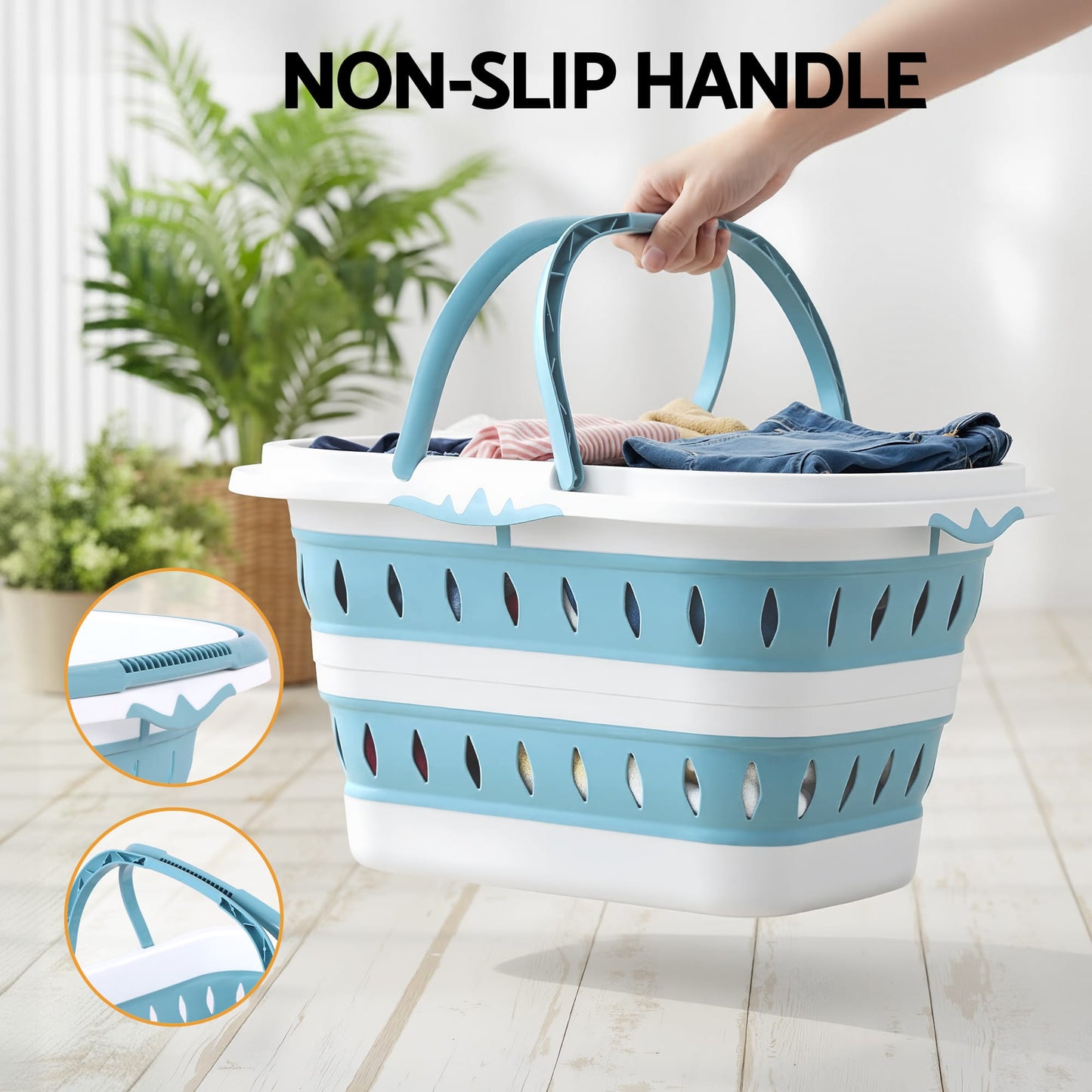 Alona.com.au Home & Garden > Laundry & Cleaning > Laundry Baskets Artiss Laundry Basket Hamper Large Foldable Washing Clothes Storage Organiser Blue