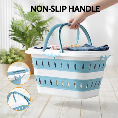Alona.com.au Home & Garden > Laundry & Cleaning > Laundry Baskets Artiss Laundry Basket Hamper Large Foldable Washing Clothes Storage Organiser Blue