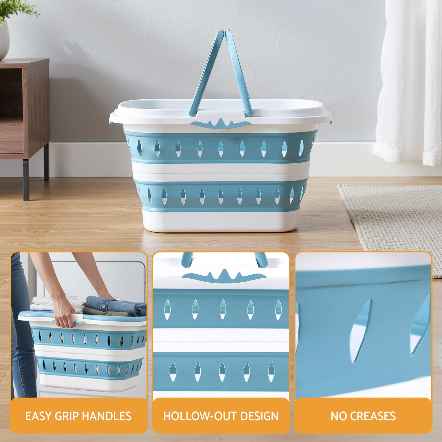 Alona.com.au Home & Garden > Laundry & Cleaning > Laundry Baskets Artiss Laundry Basket Hamper Large Foldable Washing Clothes Storage Organiser Blue