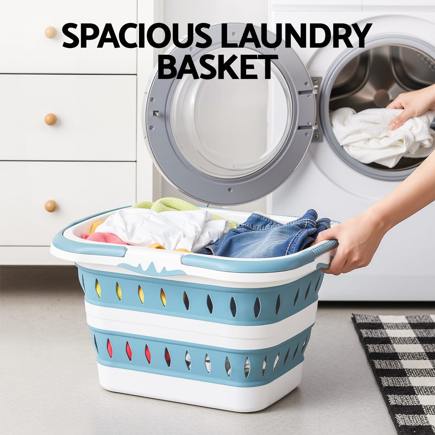 Alona.com.au Home & Garden > Laundry & Cleaning > Laundry Baskets Artiss Laundry Basket Hamper Large Foldable Washing Clothes Storage Organiser Blue