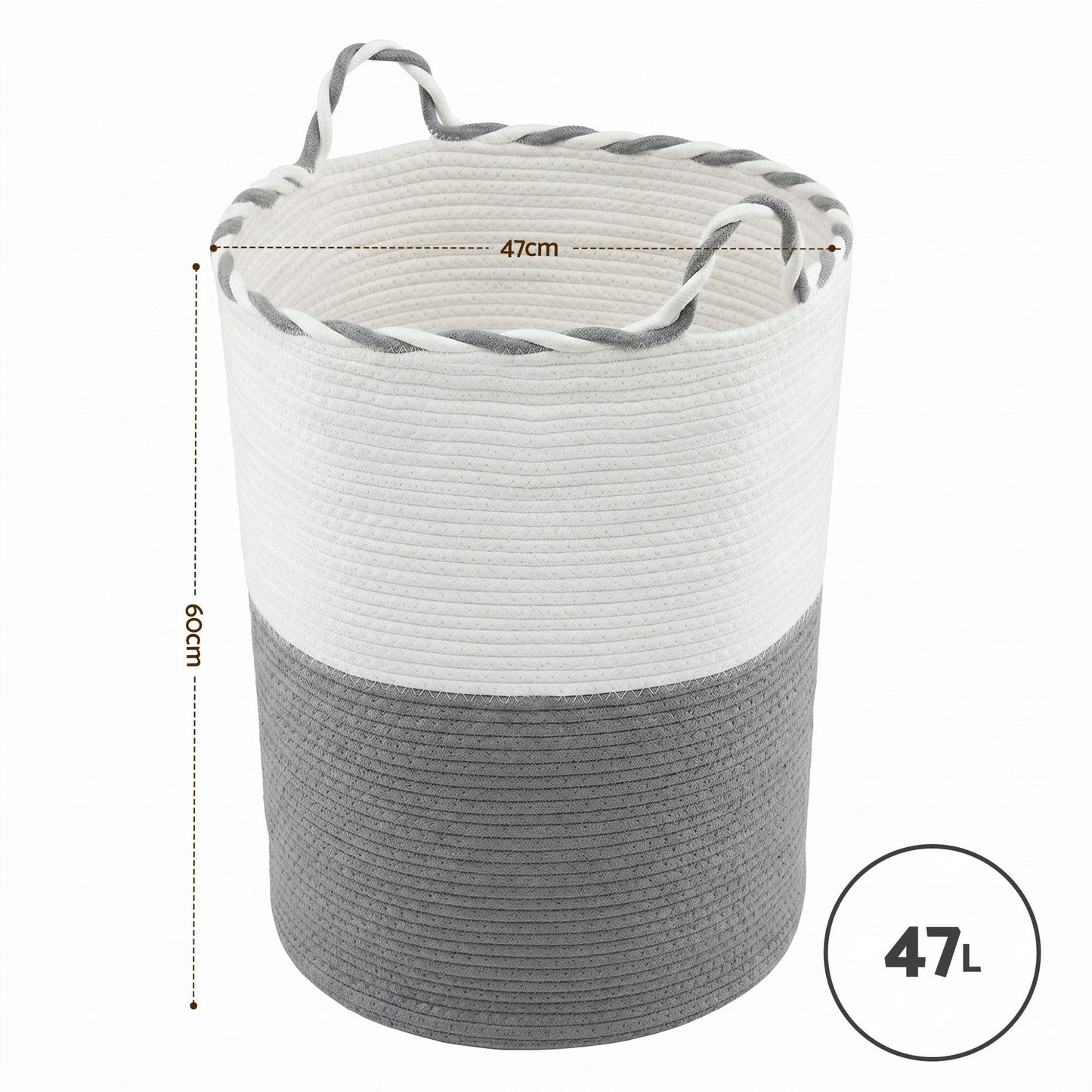 Alona.com.au Home & Garden > Laundry & Cleaning > Laundry Baskets Artiss Woven Laundry Basket with handles Foldable White & Grey