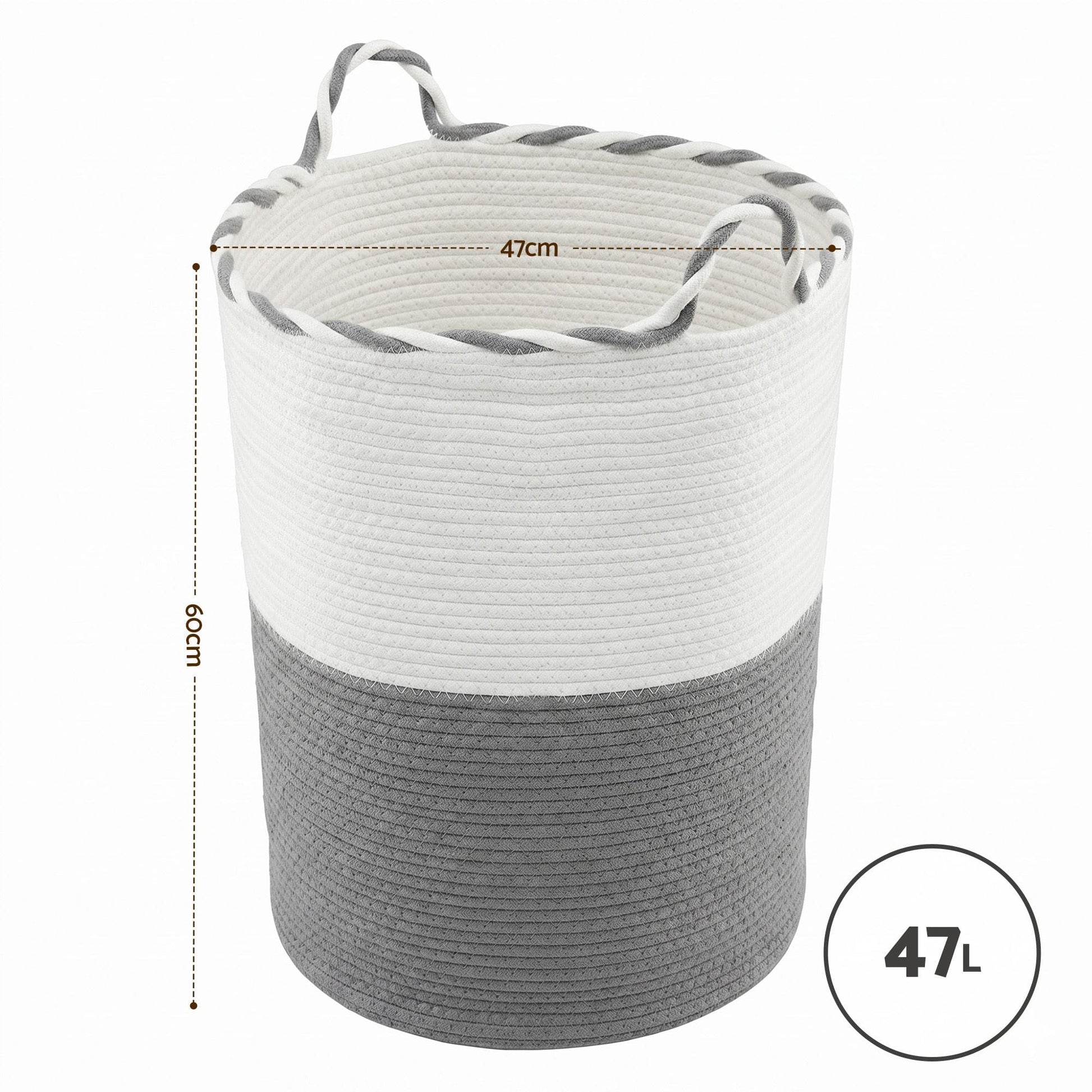 Alona.com.au Home & Garden > Laundry & Cleaning > Laundry Baskets Artiss Woven Laundry Basket with handles Foldable White & Grey