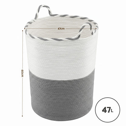 Alona.com.au Home & Garden > Laundry & Cleaning > Laundry Baskets Artiss Woven Laundry Basket with handles Foldable White & Grey