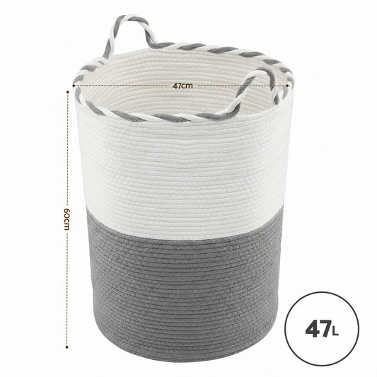 Alona.com.au Home & Garden > Laundry & Cleaning > Laundry Baskets Artiss Woven Laundry Basket with handles Foldable White & Grey