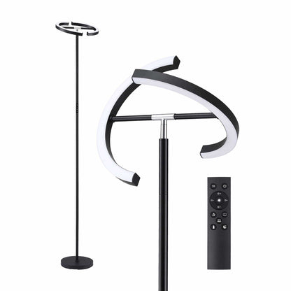 Alona.com.au Home & Garden > Lighting > Floor Lamps Artiss LED Floor Lamp with Dual Rotating Heads, Dimmable Light and Remote Control Black 20W