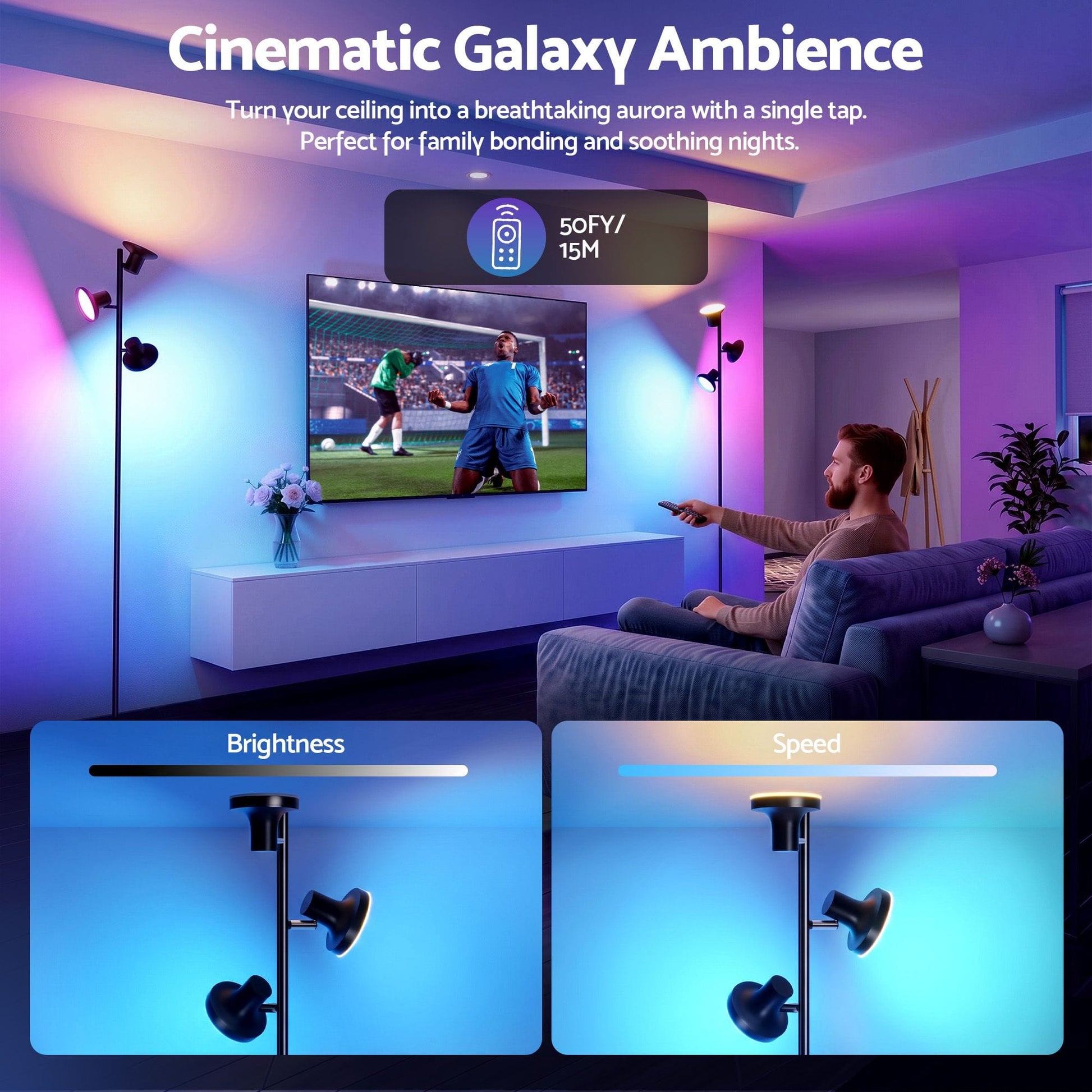 Alona.com.au Home & Garden > Lighting > Floor Lamps Artiss RGB Floor Lamp LED with 3 Swivel Lights Color Changing Lamp with Remote Stepless Dimmable