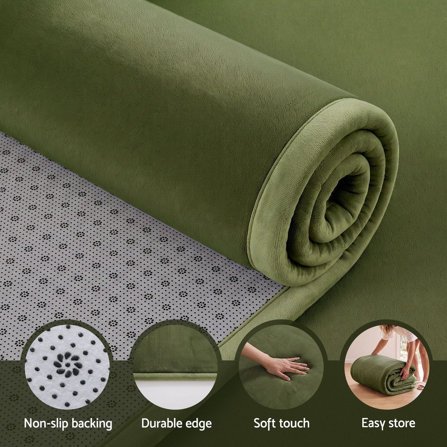 Alona.com.au Home & Garden > Rugs > Door Mats Artiss Tatami Mat Floor Mattress 3cm Thick Futon Mattresses Mellow Mat Rugs Living Room Green