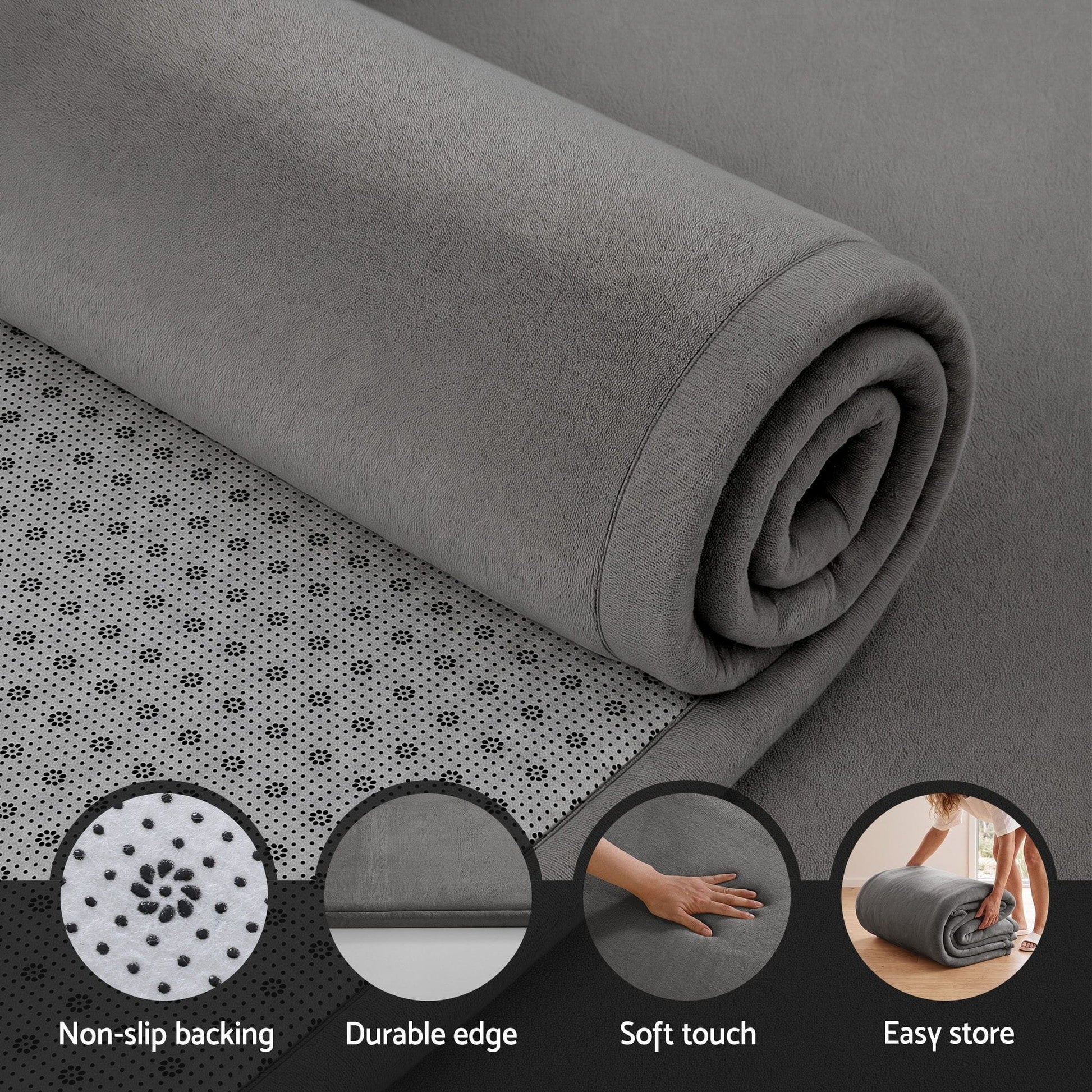 Alona.com.au Home & Garden > Rugs > Floor Rugs Artiss Tatami Mat Floor Mattress 3cm Thick Futon Mattresses Mellow Mat Rugs Living Room Grey