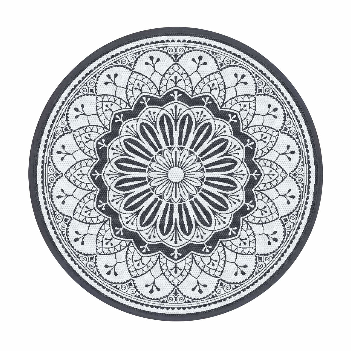 Alona.com.au Home & Garden > Rugs > Outdoor Rugs Gardeon 180CM Outdoor Rug Reversible Carpet PP Area Mat Patio Rugs Round Grey