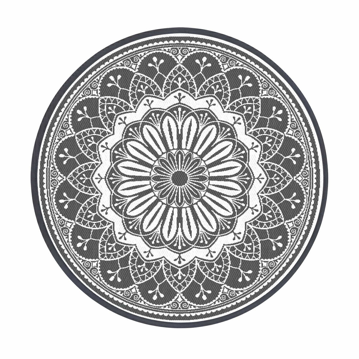 Alona.com.au Home & Garden > Rugs > Outdoor Rugs Gardeon 180CM Outdoor Rug Reversible Carpet PP Area Mat Patio Rugs Round Grey