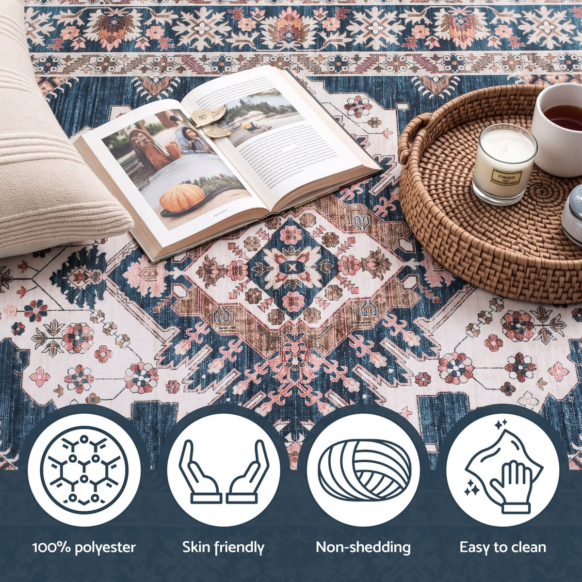 Alona.com.au Home & Garden > Rugs > Round Rugs Artiss 80 x 300 cm Washable Runner Area Rug No Hard Glue Quilt-Like Soft for Home Decor, 0.5cm Ultra-Thin Pet Friendly Bohemian Medallion Bedroom Carpet