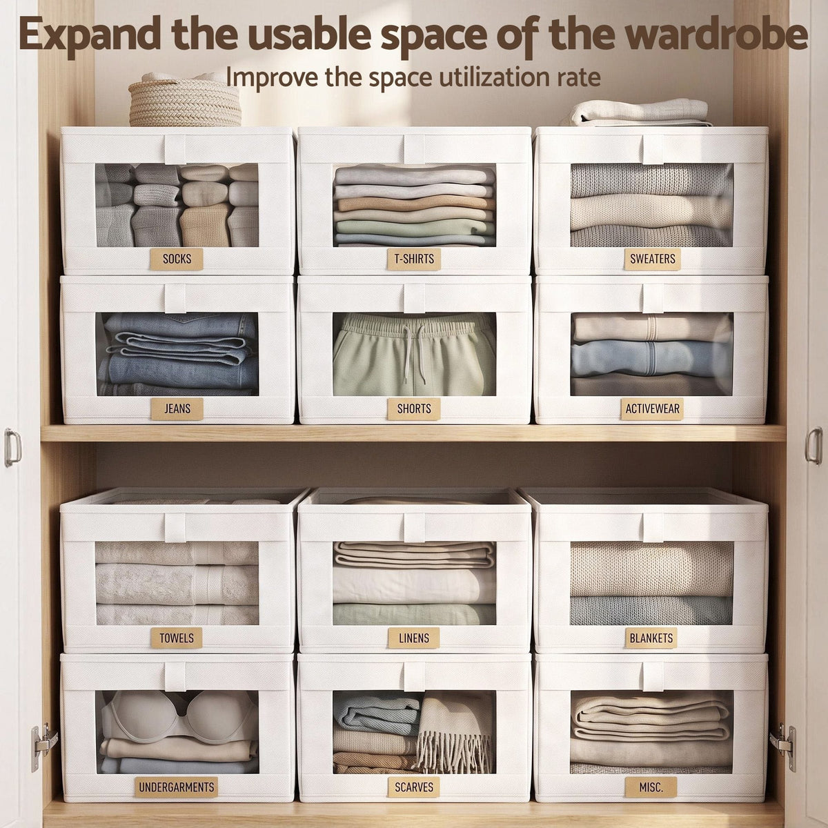 Alona.com.au Home & Garden > Storage > Clothing & Wardrobe Storage Artiss 6 Pack Linen Closet Organizers and Storage Foldable Clothing Bins