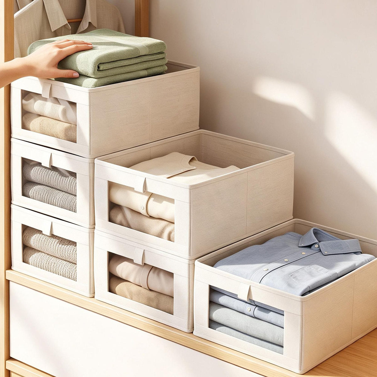Alona.com.au Home & Garden > Storage > Clothing & Wardrobe Storage Artiss 6 Pack Linen Closet Organizers and Storage Foldable Clothing Bins