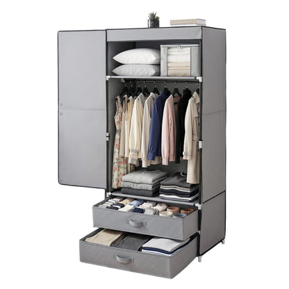 Alona.com.au Home & Garden > Storage > Clothing & Wardrobe Storage Artiss Large Portable Clothes Closet Wardrobe with Magnetic Door Grey