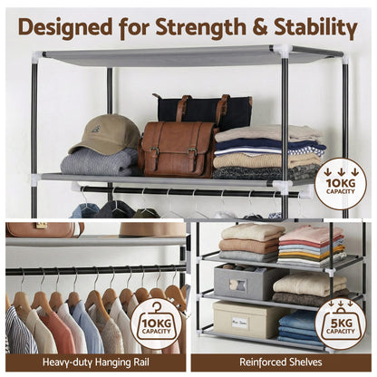 Alona.com.au Home & Garden > Storage > Clothing & Wardrobe Storage Artiss Large Portable Clothes Closet Wardrobe with Magnetic Door Grey
