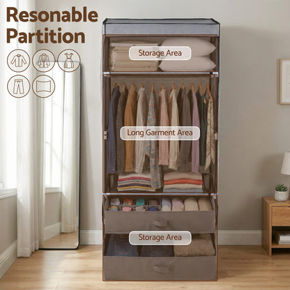 Alona.com.au Home & Garden > Storage > Clothing & Wardrobe Storage Artiss Large Portable Clothes Closet Wardrobe with Magnetic Door Grey