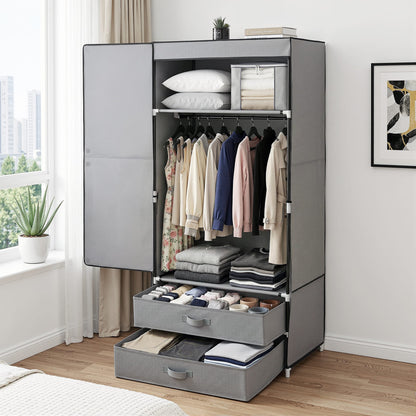 Alona.com.au Home & Garden > Storage > Clothing & Wardrobe Storage Artiss Large Portable Clothes Closet Wardrobe with Magnetic Door Grey