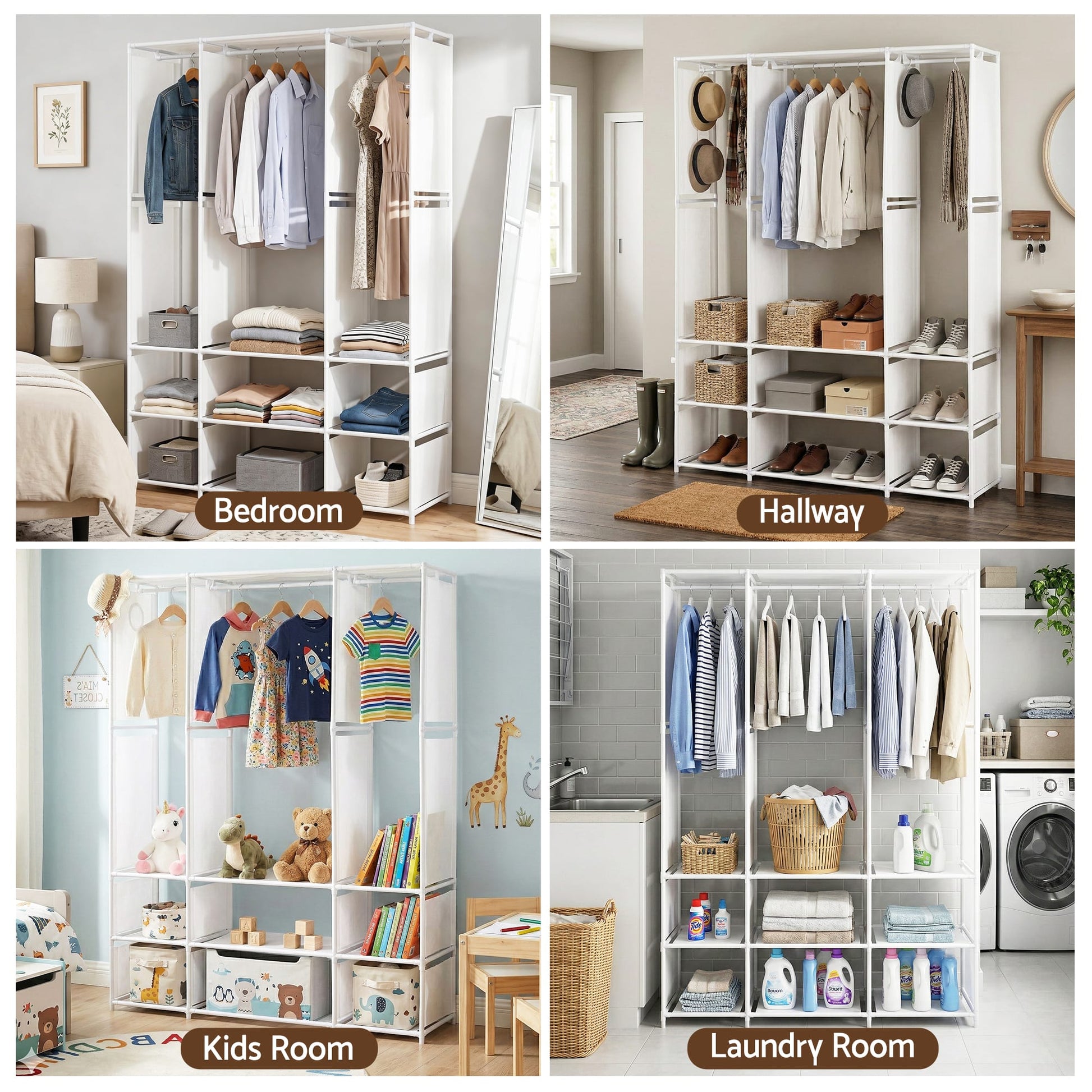 Alona.com.au Home & Garden > Storage > Clothing & Wardrobe Storage Artiss Large Portable Clothes Closet Wardrobe with Open Shelf White