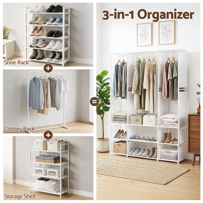 Alona.com.au Home & Garden > Storage > Clothing & Wardrobe Storage Artiss Large Portable Clothes Closet Wardrobe with Open Shelf White