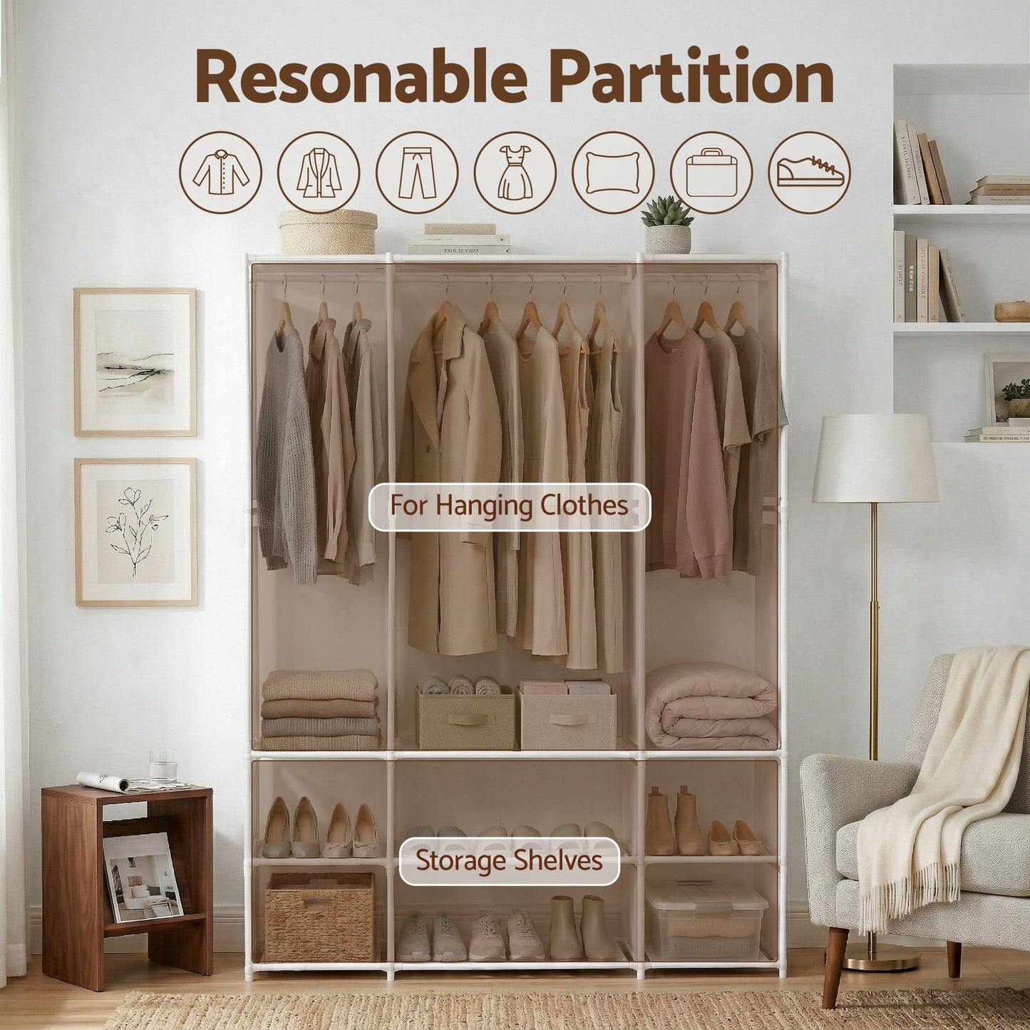 Alona.com.au Home & Garden > Storage > Clothing & Wardrobe Storage Artiss Large Portable Clothes Closet Wardrobe with Open Shelf White